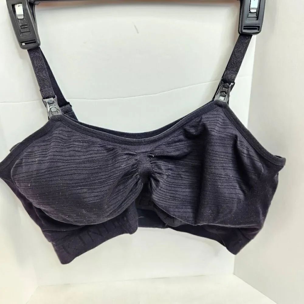 Kindred Bravely Solid Black Womens Large Nursing Pumping Bra Comfort Nylon Blend